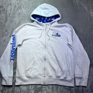 Disneyland White Zip Up Hoodie Mickey Mouse 2022‎ Embroidered Extra Large XL
